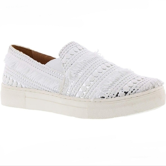 Darling Fringed Seychelles x Anthro White Slip-On Sneaker - Picture 4 of 7